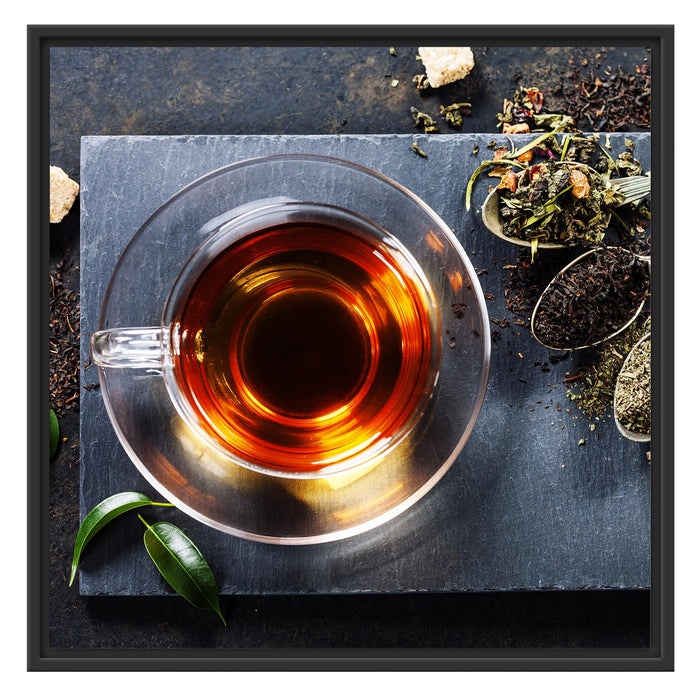 Heißer Kräutertee Schattenfugenrahmen Quadratisch 70x70