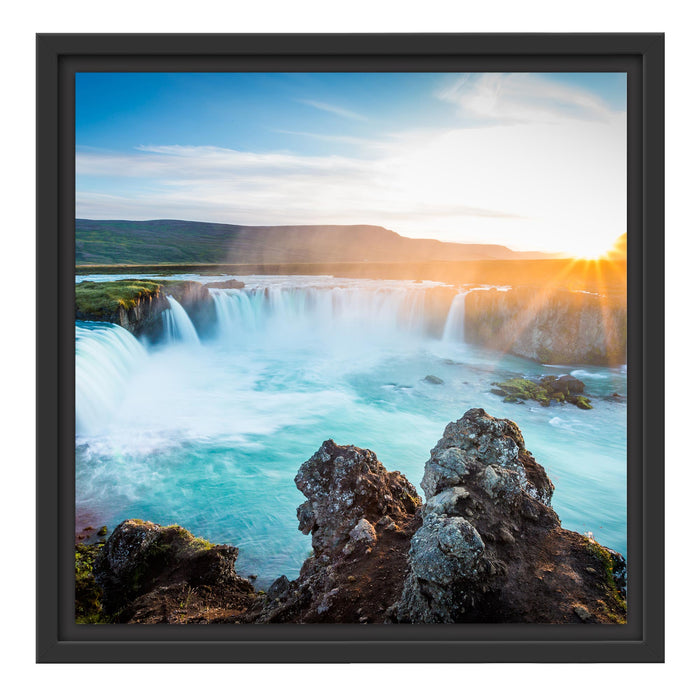 Idyllische Wasserfälle Schattenfugenrahmen Quadratisch 40x40