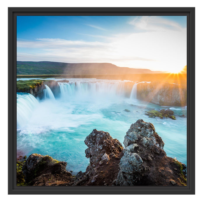 Idyllische Wasserfälle Schattenfugenrahmen Quadratisch 55x55