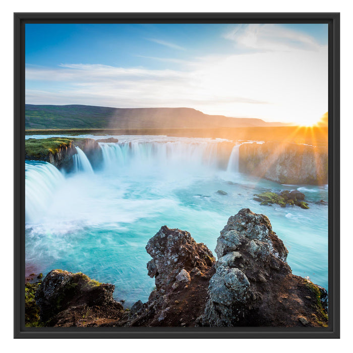 Idyllische Wasserfälle Schattenfugenrahmen Quadratisch 70x70