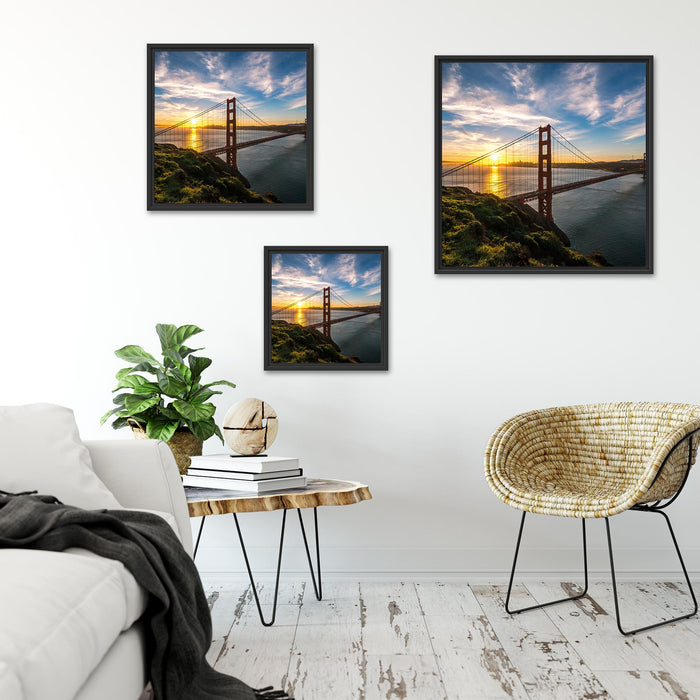 Golden Gate Bridge Quadratisch Schattenfugenrahmen Wohnzimmer