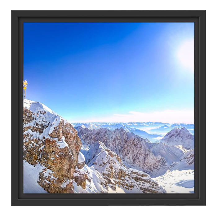 Zugspitze im Sonnenlicht Schattenfugenrahmen Quadratisch 40x40