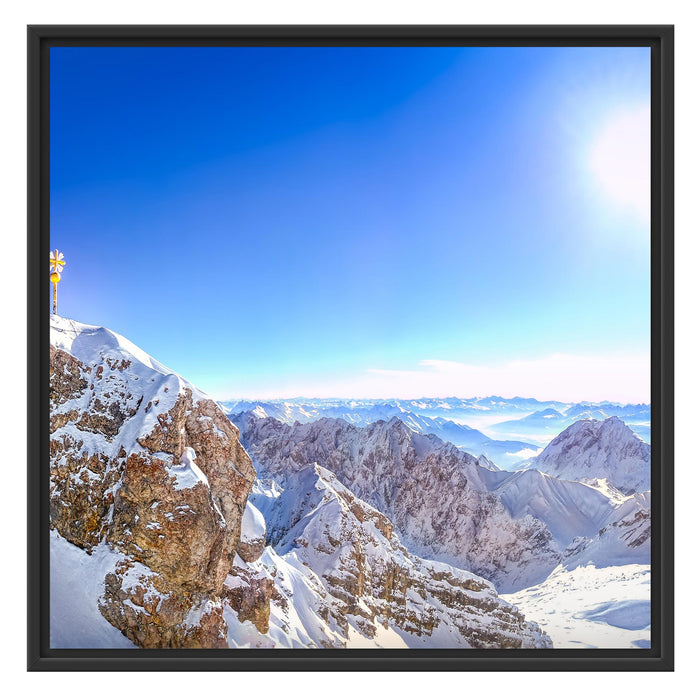Zugspitze im Sonnenlicht Schattenfugenrahmen Quadratisch 70x70