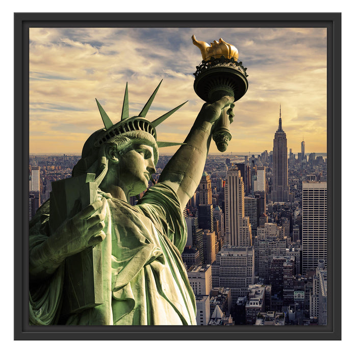Freiheitsstatue in New York Schattenfugenrahmen Quadratisch 55x55