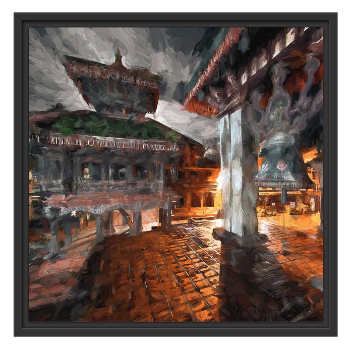 alte Stadt in Nepal Schattenfugenrahmen Quadratisch 55x55