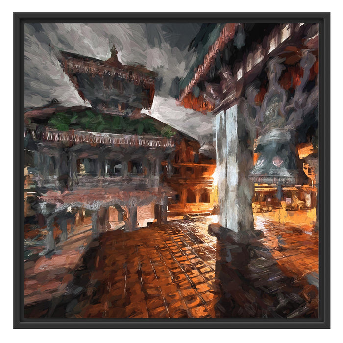alte Stadt in Nepal Schattenfugenrahmen Quadratisch 70x70