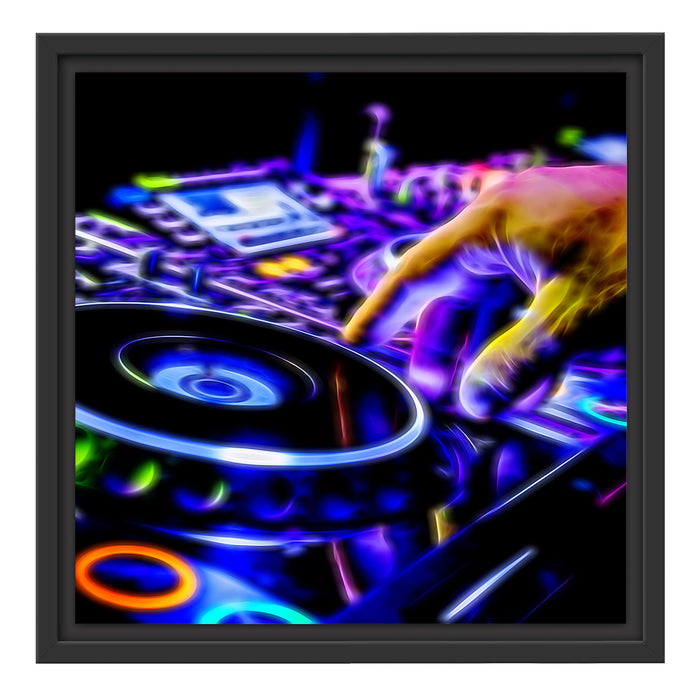 DJ Plattenteller Cool Music Schattenfugenrahmen Quadratisch 40x40