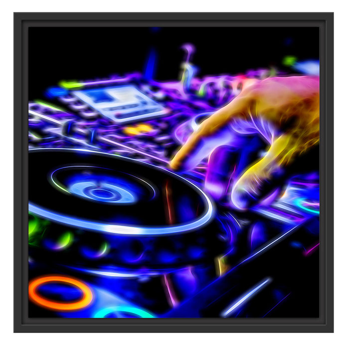 DJ Plattenteller Cool Music Schattenfugenrahmen Quadratisch 55x55