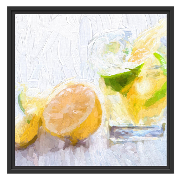 Gin Tonic Shot mit Zitronen Schattenfugenrahmen Quadratisch 55x55