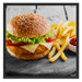 Chickenburger Pommes Schattenfugenrahmen Quadratisch 70x70