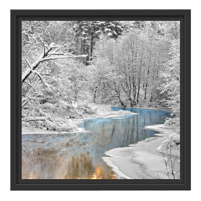 Atemberaubende Winterlandschaft Schattenfugenrahmen Quadratisch 40x40