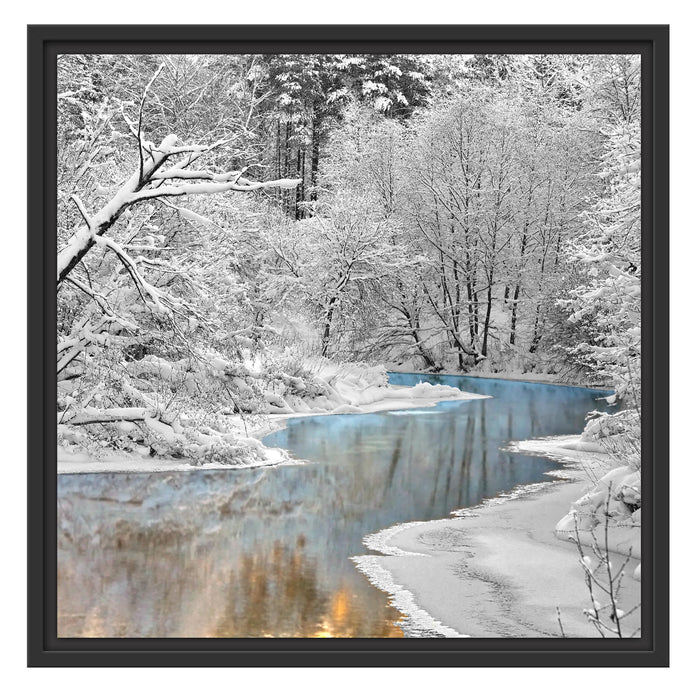 Atemberaubende Winterlandschaft Schattenfugenrahmen Quadratisch 55x55