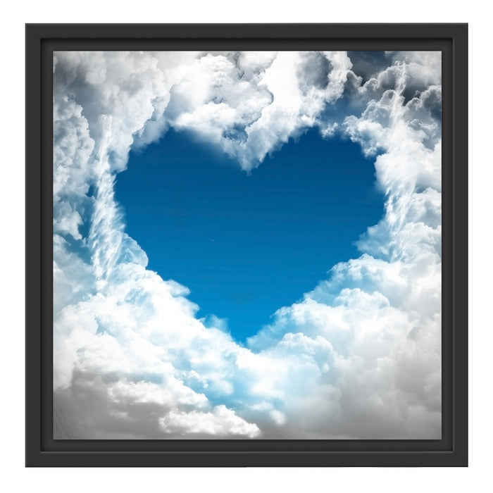 Romantisches Herz in den Wolken Schattenfugenrahmen Quadratisch 40x40