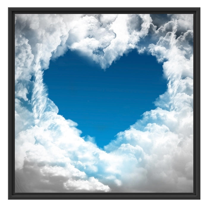 Romantisches Herz in den Wolken Schattenfugenrahmen Quadratisch 70x70