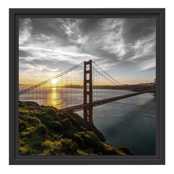 Golden Gate Bridge Ausblick Schattenfugenrahmen Quadratisch 40x40