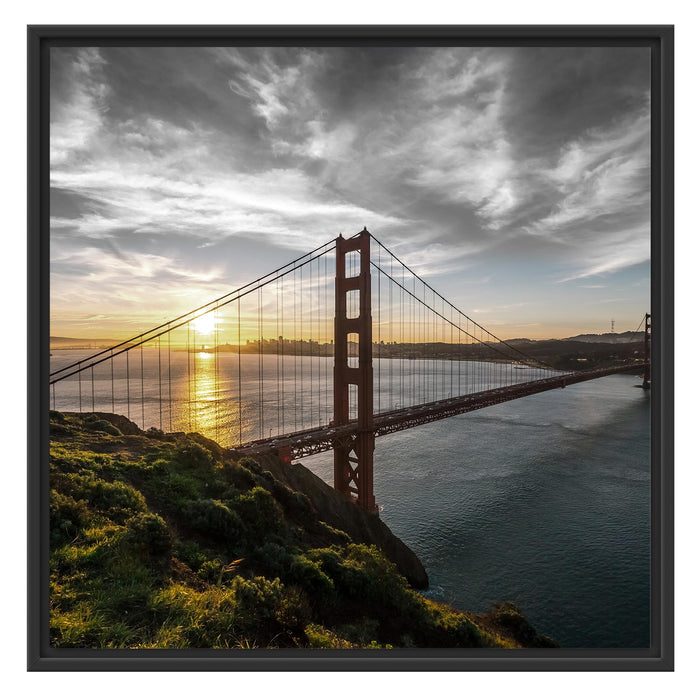 Golden Gate Bridge Ausblick Schattenfugenrahmen Quadratisch 70x70