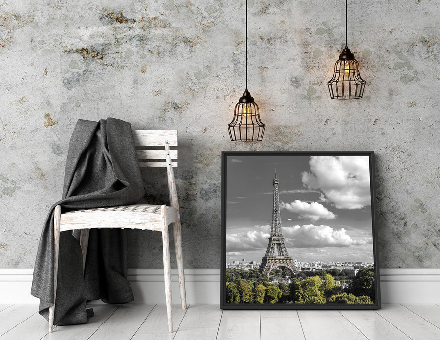 Riesiger Eiffelturm in Paris Quadratisch Schattenfugenrahmen Dekovorschlag