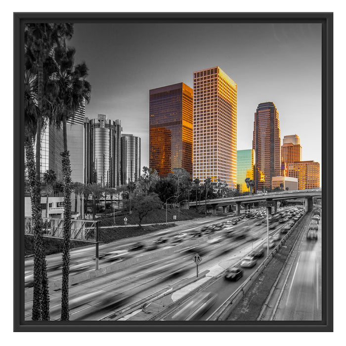 Straßenverkehr in Los Angeles Schattenfugenrahmen Quadratisch 70x70