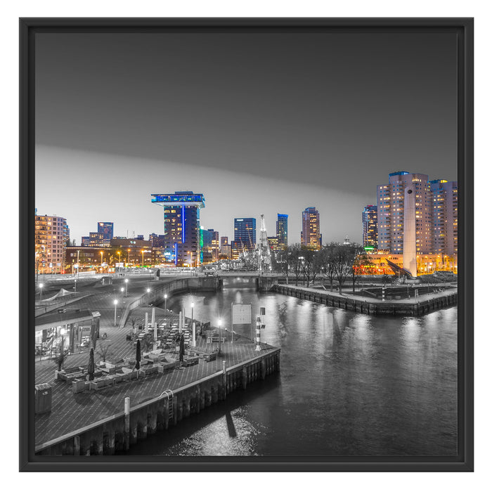Ausblick auf Rotterdam Schattenfugenrahmen Quadratisch 70x70