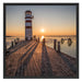 Leuchtturm vor Sonnenuntergang Schattenfugenrahmen Quadratisch 70x70