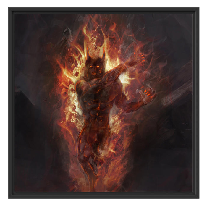 Verdunkelter Dämon des Feuers Schattenfugenrahmen Quadratisch 70x70