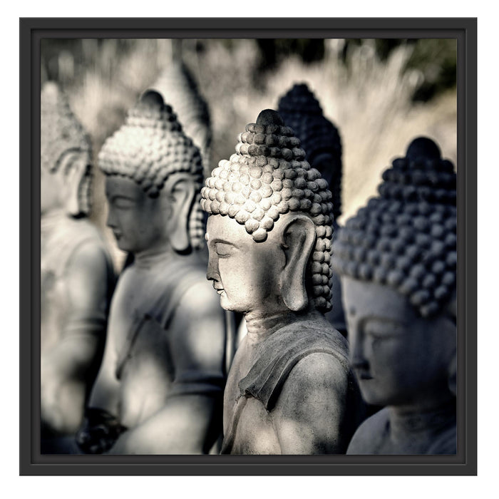 Buddha-Statuen in einer Reihe Schattenfugenrahmen Quadratisch 55x55