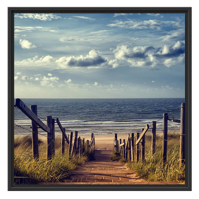 Weg zum Strand Schattenfugenrahmen Quadratisch 70x70