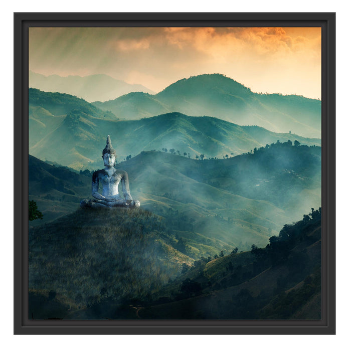 Buddha im Tal der Dunkelheit Schattenfugenrahmen Quadratisch 55x55