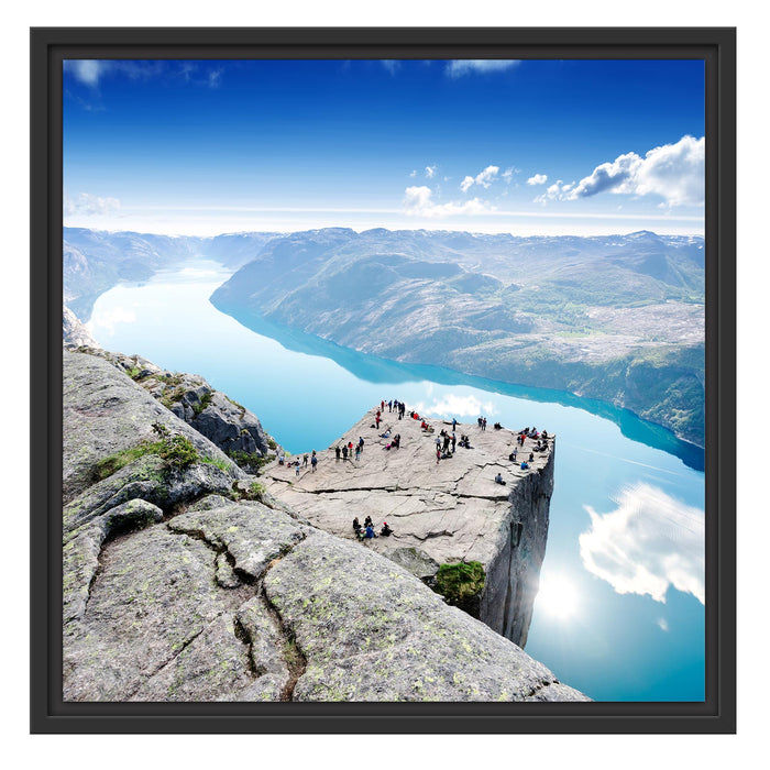 Preikestolen Lysefjord Norwegen Schattenfugenrahmen Quadratisch 55x55