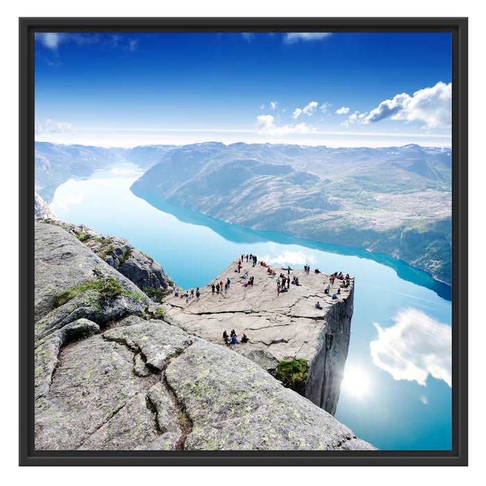 Preikestolen Lysefjord Norwegen Schattenfugenrahmen Quadratisch 70x70