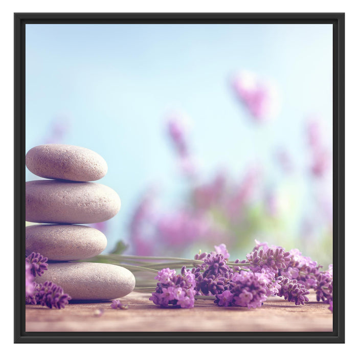 Lavendel Spa-Stillleben Schattenfugenrahmen Quadratisch 70x70