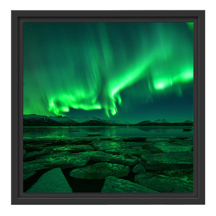 Polarlicht am Himmel Schattenfugenrahmen Quadratisch 40x40