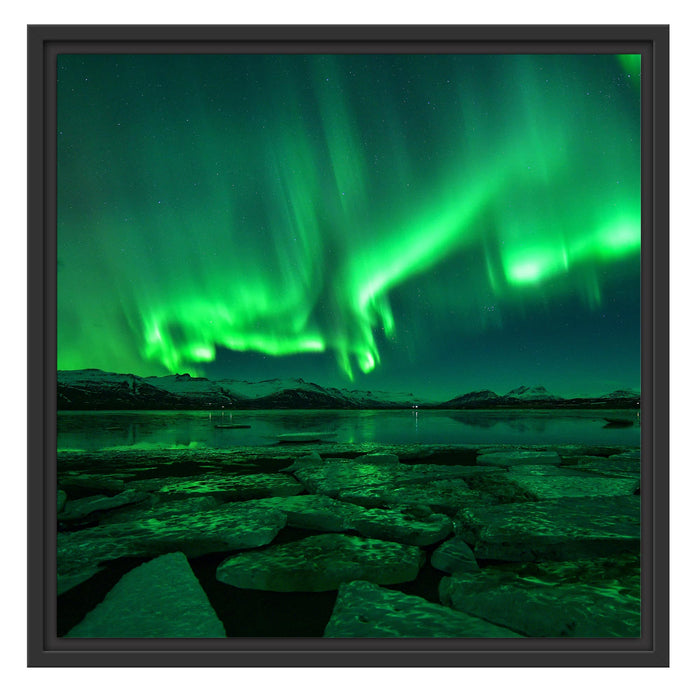 Polarlicht am Himmel Schattenfugenrahmen Quadratisch 55x55