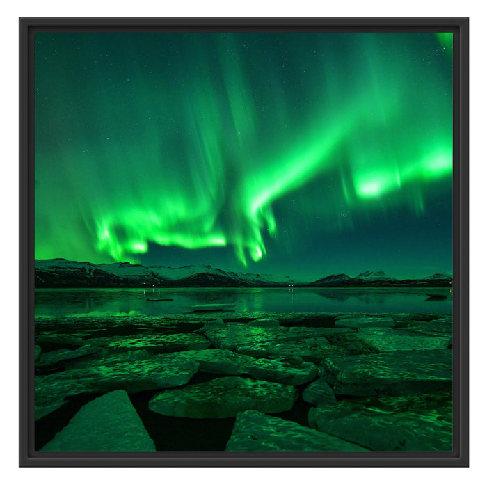 Polarlicht am Himmel Schattenfugenrahmen Quadratisch 70x70