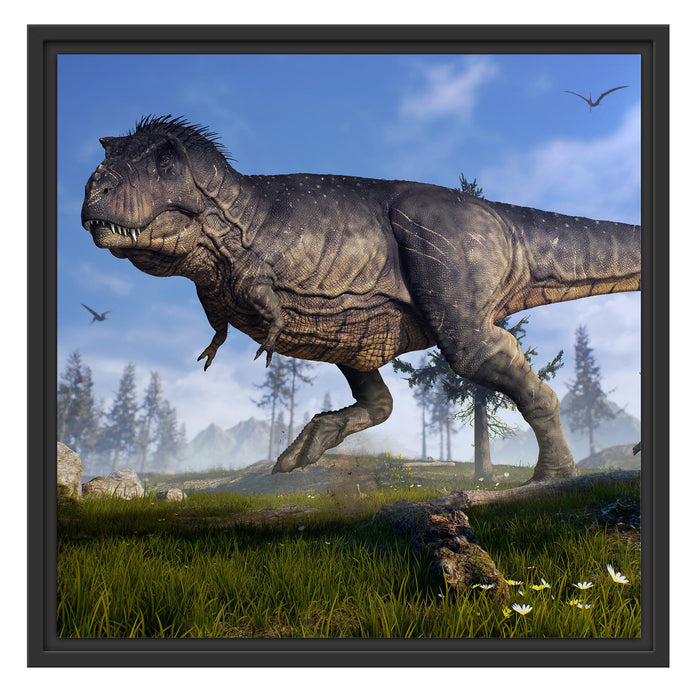 T-Rex Dinosaurier in der Natur Schattenfugenrahmen Quadratisch 55x55