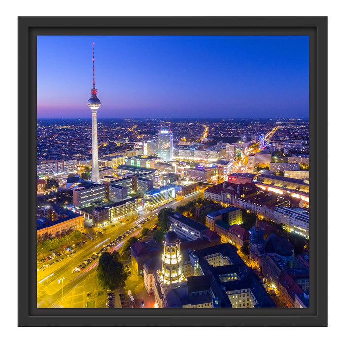 Berlin City Panorama Schattenfugenrahmen Quadratisch 40x40