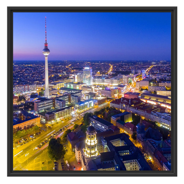 Berlin City Panorama Schattenfugenrahmen Quadratisch 70x70