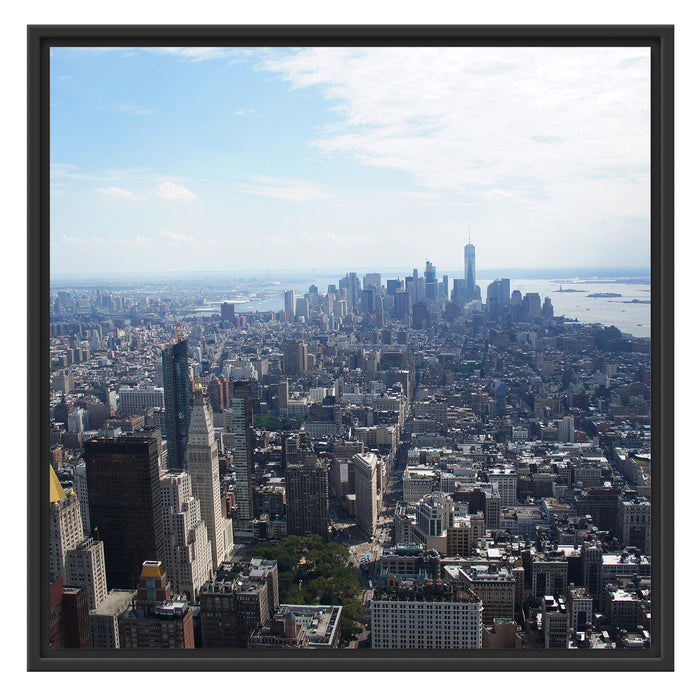 New York City Panorama Schattenfugenrahmen Quadratisch 70x70