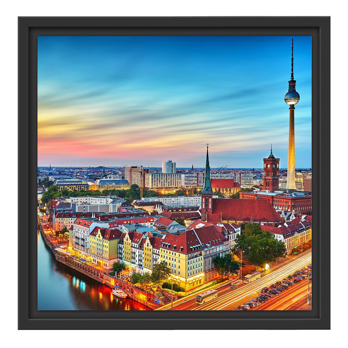 Berlin Panorama Schattenfugenrahmen Quadratisch 40x40