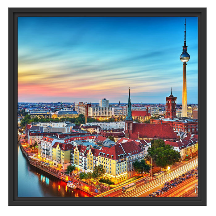 Berlin Panorama Schattenfugenrahmen Quadratisch 55x55