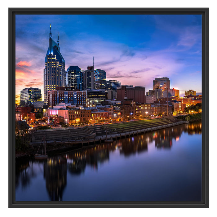 Nashville Skyline Panorama Schattenfugenrahmen Quadratisch 70x70