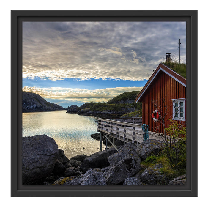 Sonnenaufgang am Fjord Norwegens Schattenfugenrahmen Quadratisch 40x40
