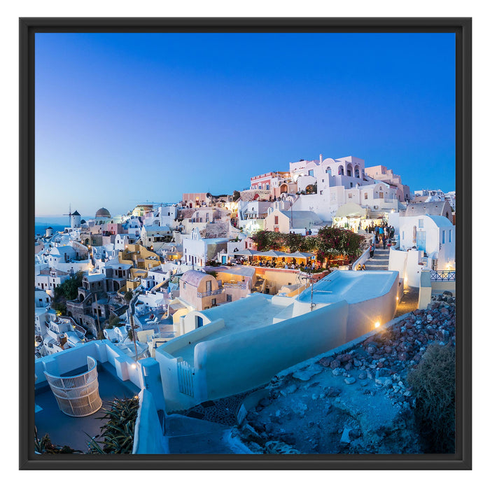 Oia Dorf Santorin Schattenfugenrahmen Quadratisch 70x70