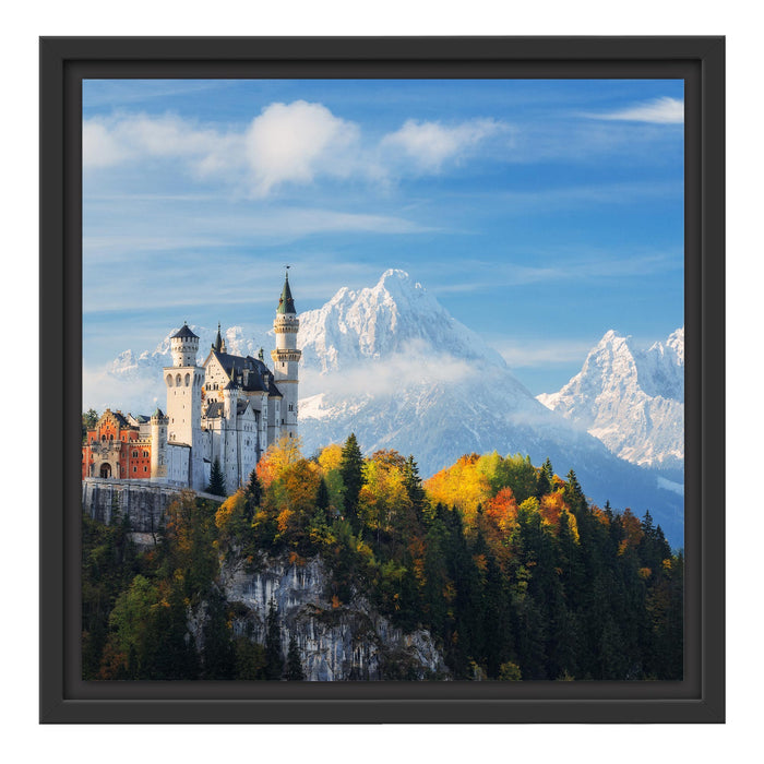 Schloss Neuschwanstein Herbst Schattenfugenrahmen Quadratisch 40x40