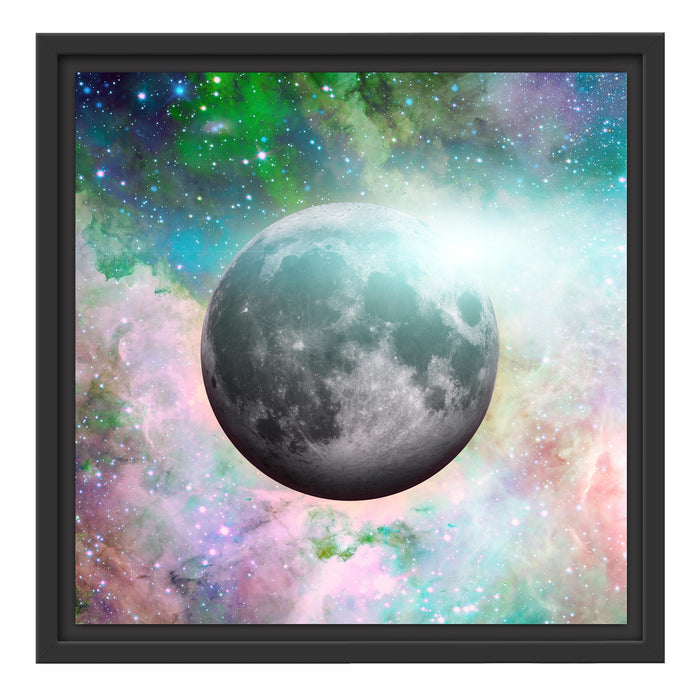 unser Mond im Sternenstaub Schattenfugenrahmen Quadratisch 40x40