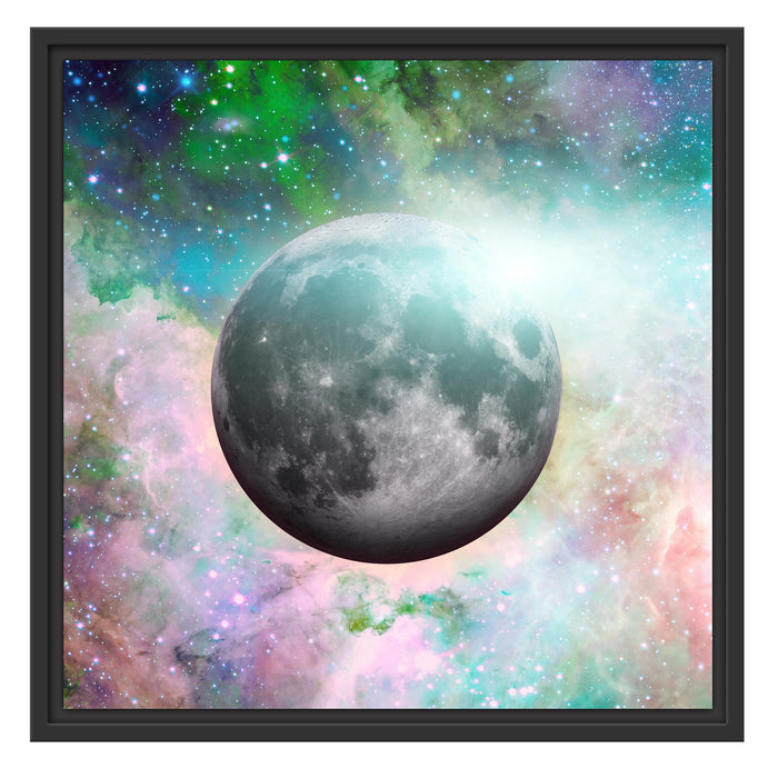 unser Mond im Sternenstaub Schattenfugenrahmen Quadratisch 55x55