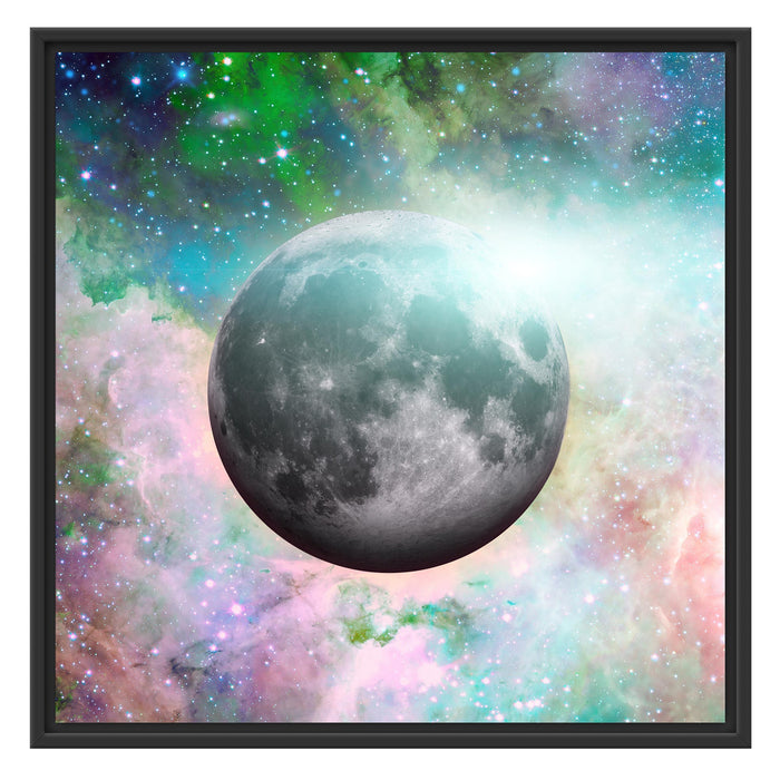 unser Mond im Sternenstaub Schattenfugenrahmen Quadratisch 70x70