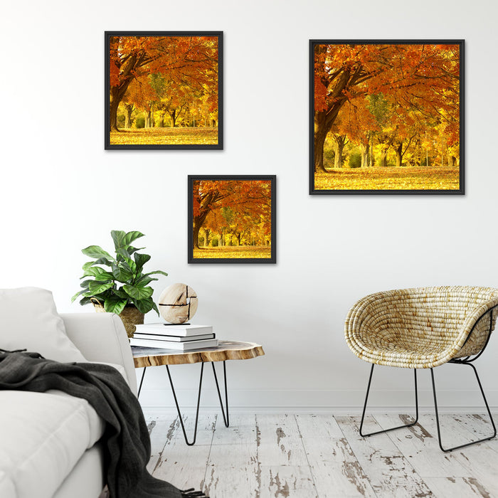 schöne Herbstlandschaft Quadratisch Schattenfugenrahmen Wohnzimmer