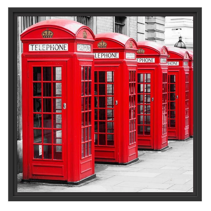 rote Londoner Telefonzellen Schattenfugenrahmen Quadratisch 55x55
