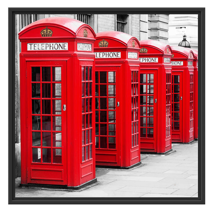 rote Londoner Telefonzellen Schattenfugenrahmen Quadratisch 70x70